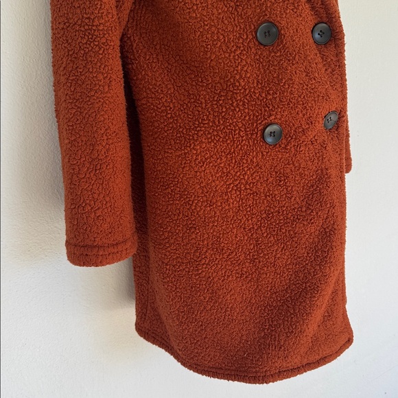 SHEIN burnt orange rust fuzzy Sherpa fleece double breasted jacket size small - Picture 7 of 12